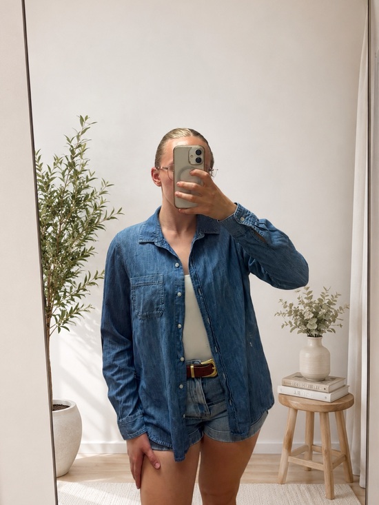 Old Navy Tops - Old Navy Chambray Denim Button Down Shirt Medium | Lightweight Classic Top